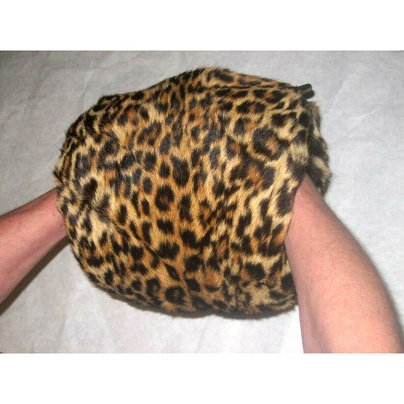 GORGEOUS VINTAGE 40'S GENUINE LEOPARD FUR MUFF & PURSE W CLASP POCKETS RICH WoW - Picture 5 of 12